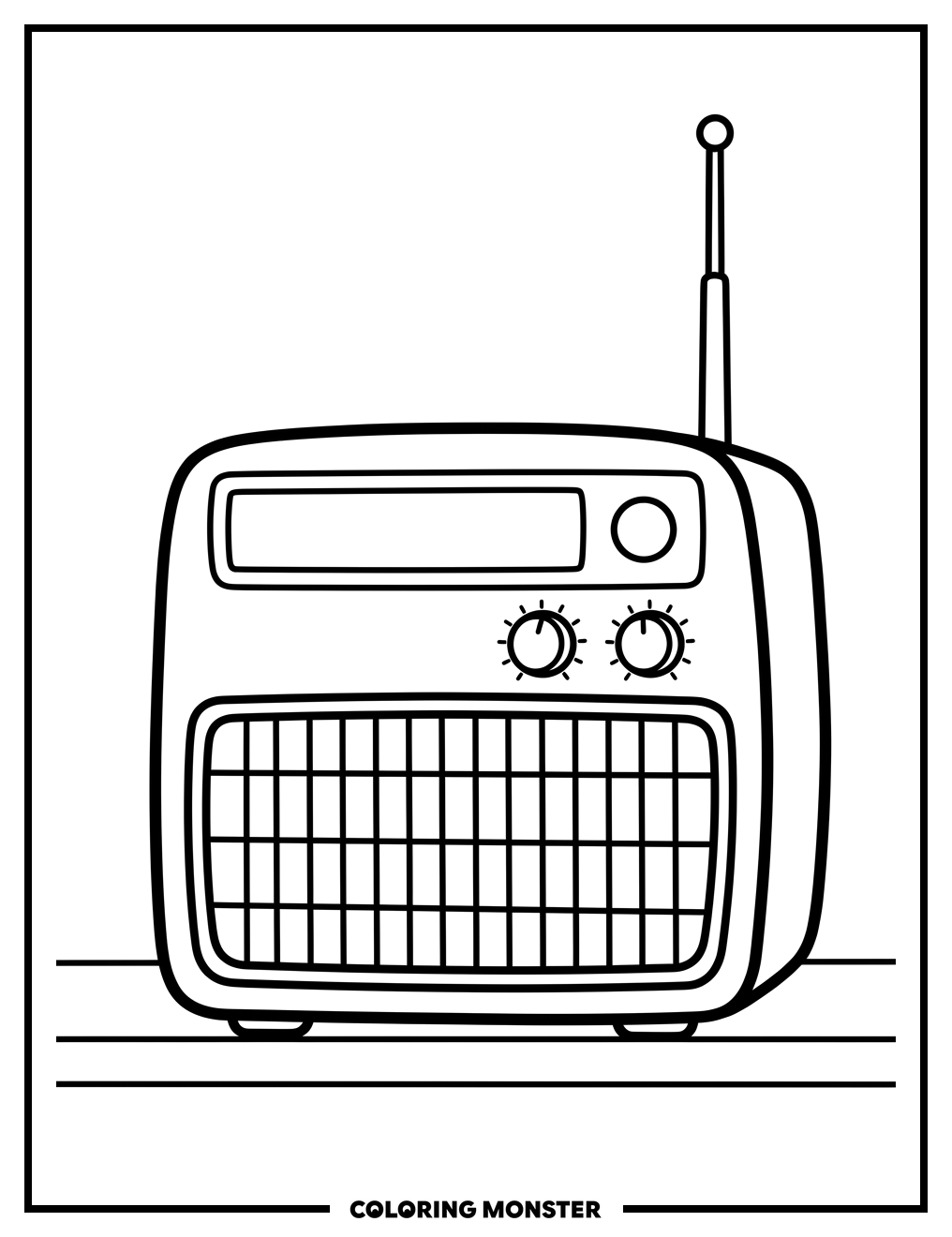 1950s Radio With Antenna Coloring Page