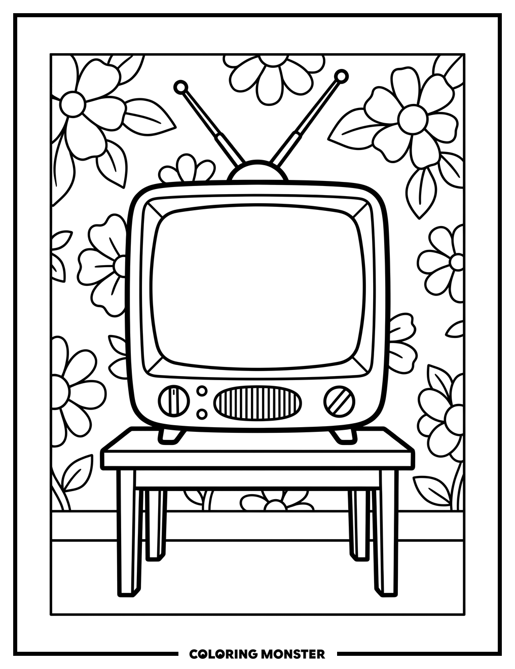 1950s Television Set Coloring Page