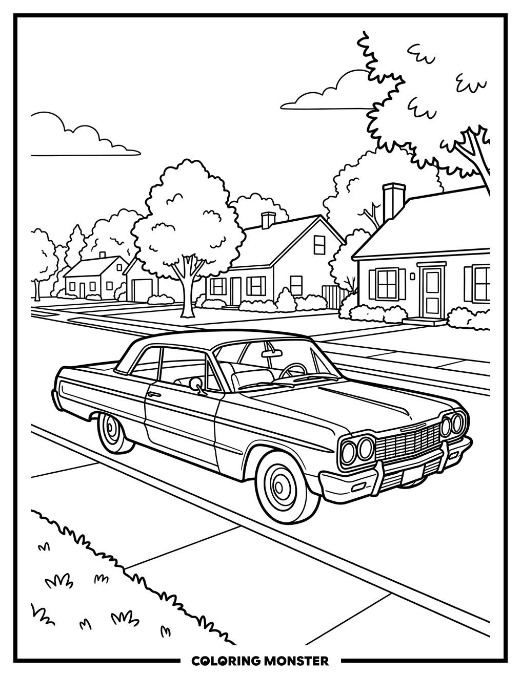 1964 Chevrolet Impala on Sunny Street Coloring Page