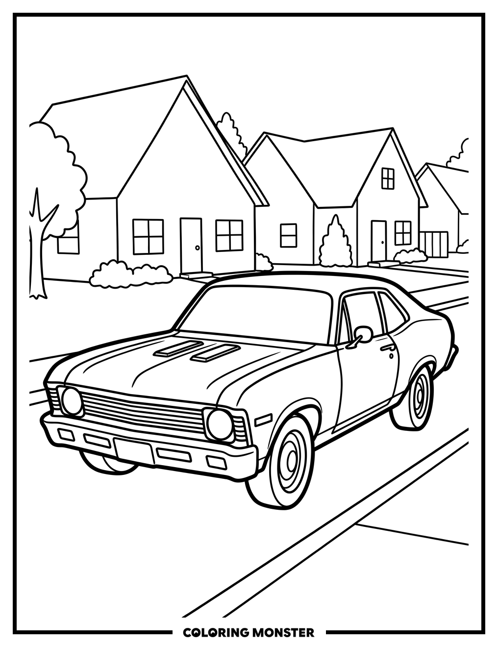 1970s Chevy Nova Muscle Car Coloring Page