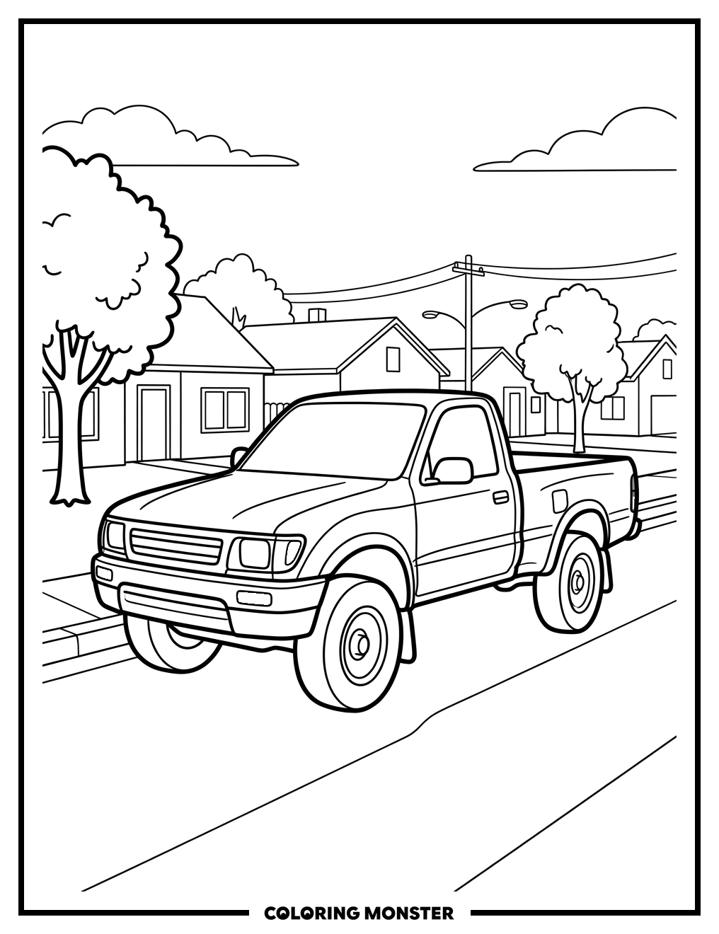 1990s Toyota Tacoma Pickup Truck Coloring Page