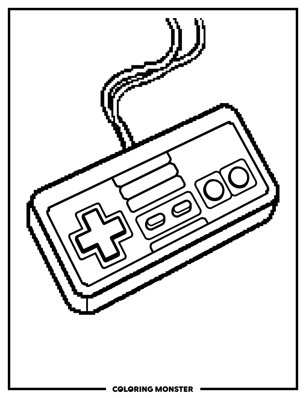 8-Bit Video Game Controller Coloring Page