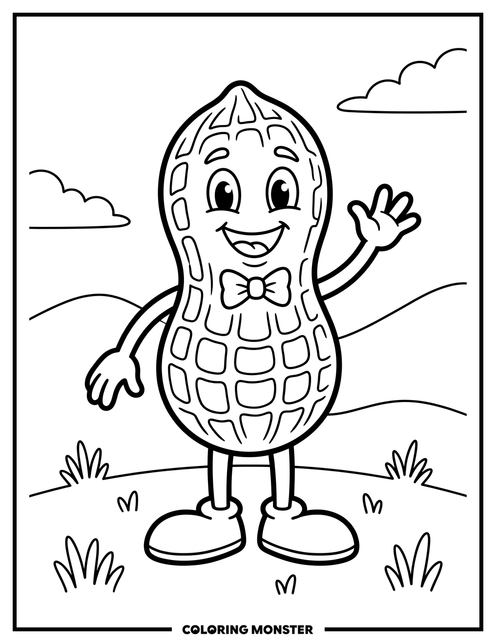 A Cheerful Peanut Character Coloring Page