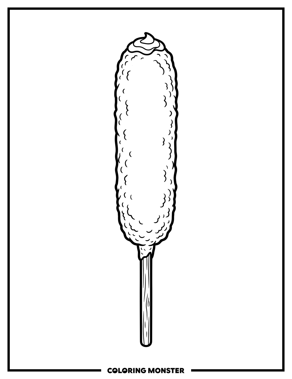 A Delicious Corndog on a Stick Coloring Page
