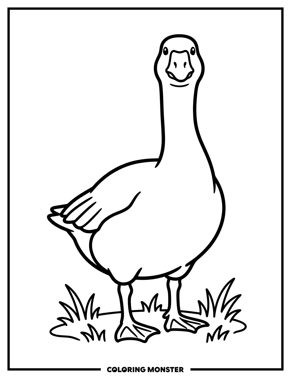 A Goose on the Grass Coloring Page