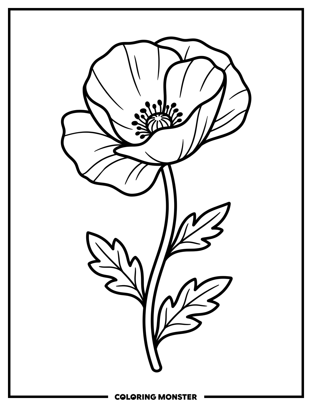 A Single Poppy in Bloom Coloring Page