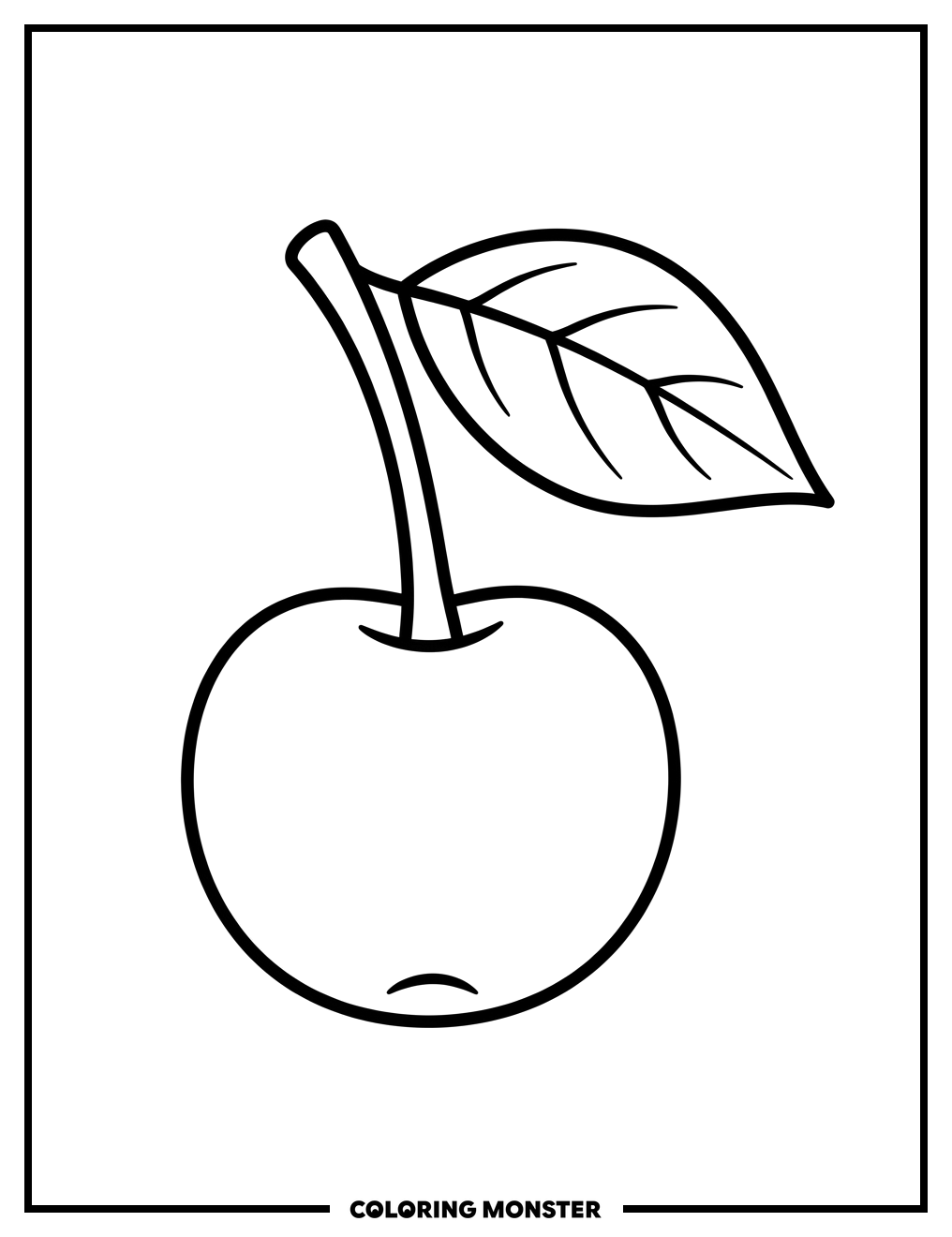 A Single Ripe Cherry Coloring Page