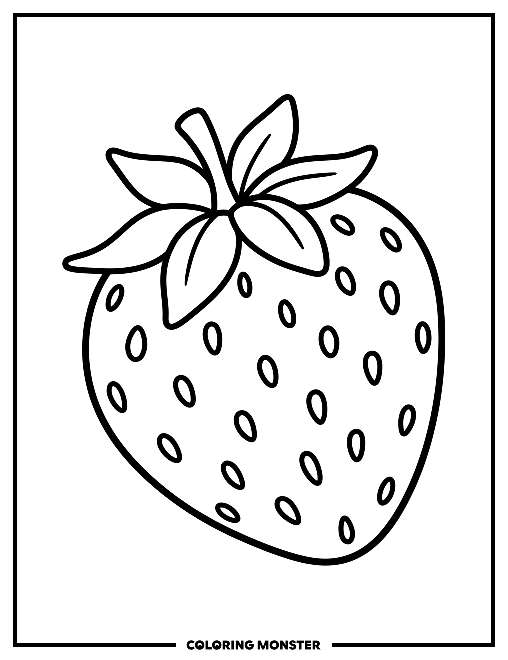 A Single Ripe Strawberry Coloring Page
