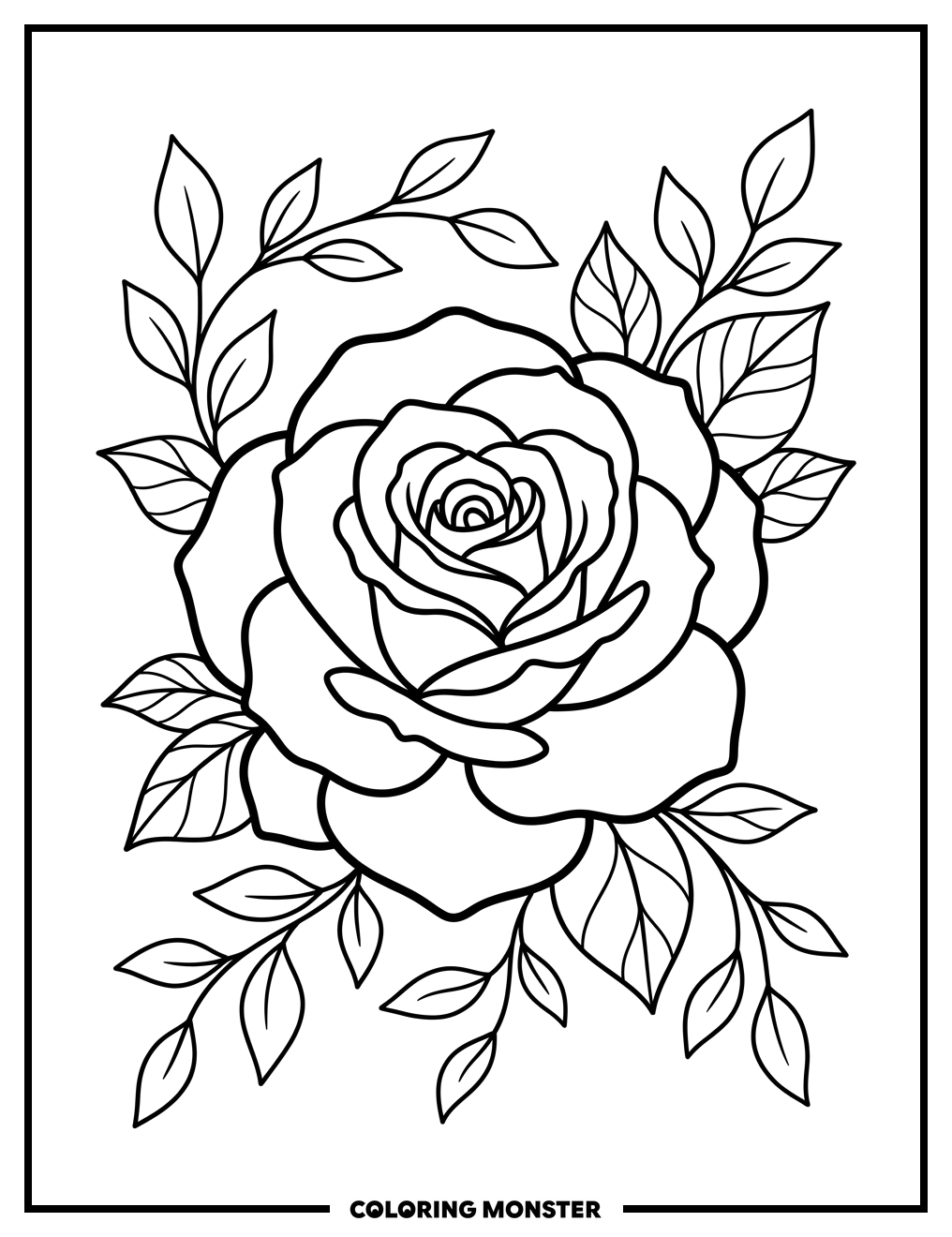 A Single Rose in Bloom Coloring Page