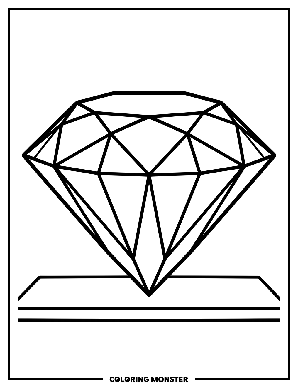 A Sparkling Diamond Gem Coloring Page
