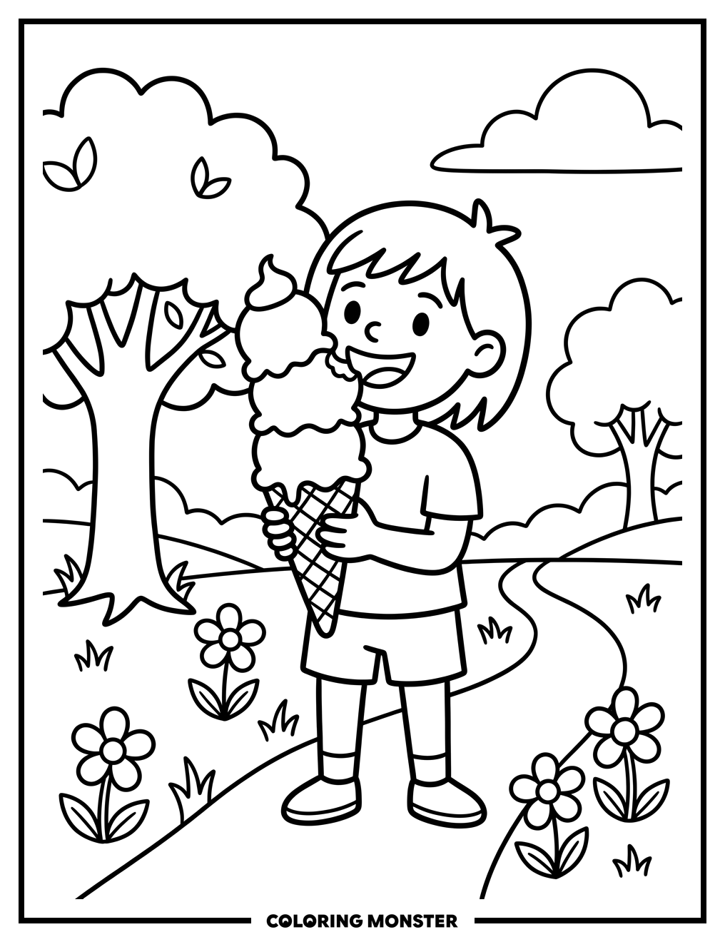 Abby Enjoys A Giant Ice Cream Cone Coloring Page