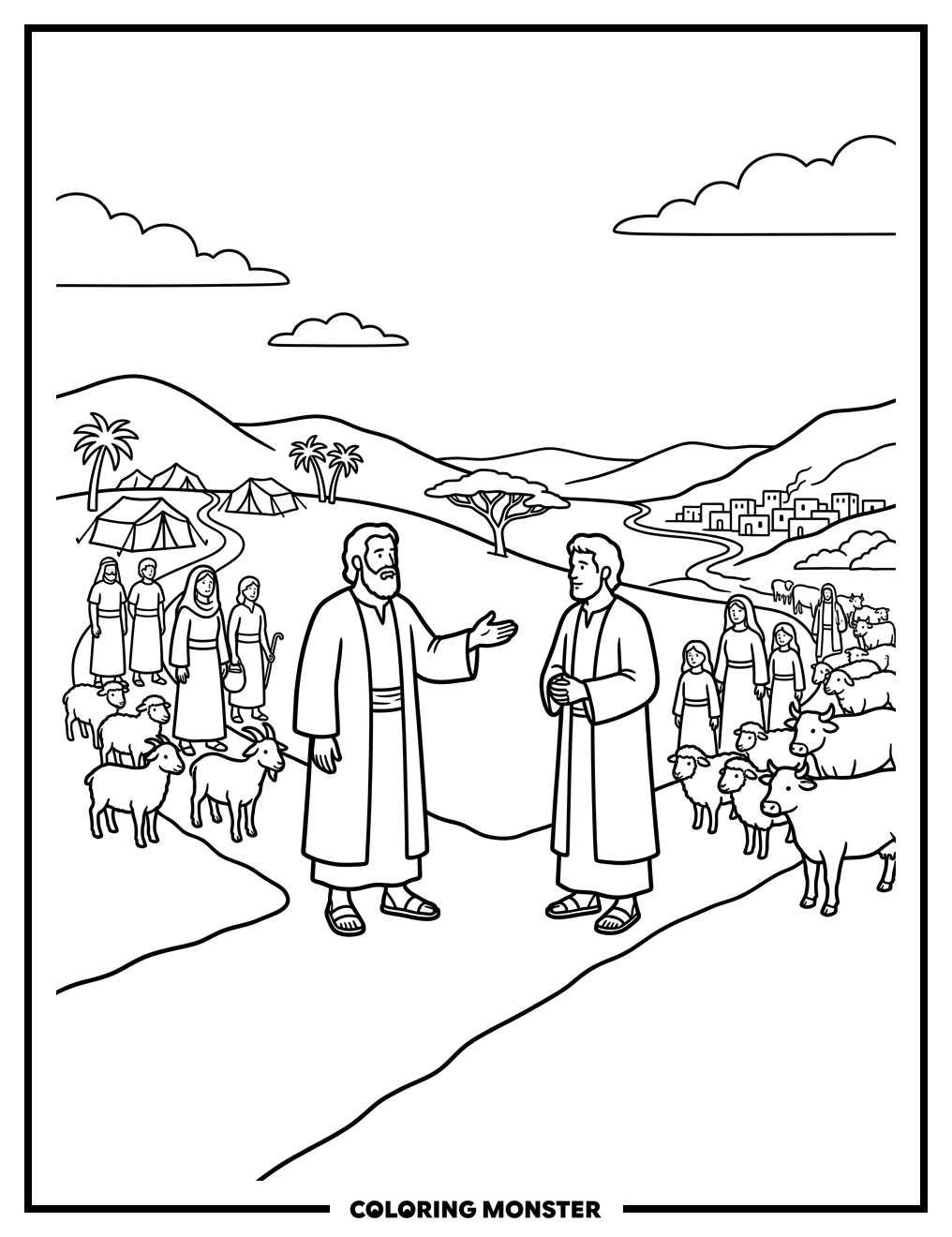 Abraham and Lot Part Ways Coloring Page