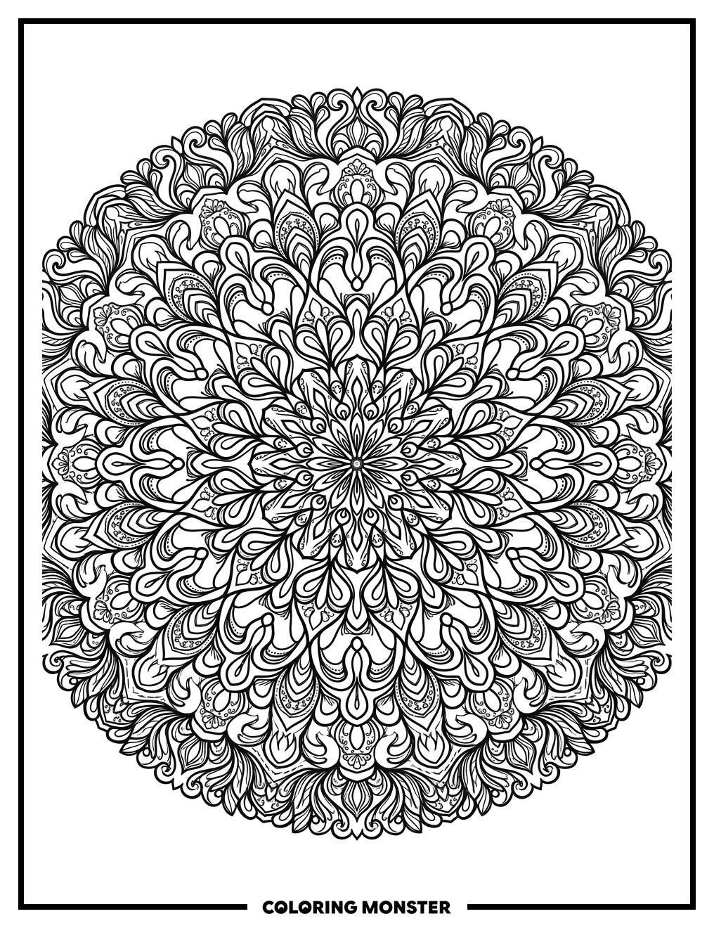 Abstract Doodle Mandala Coloring Page