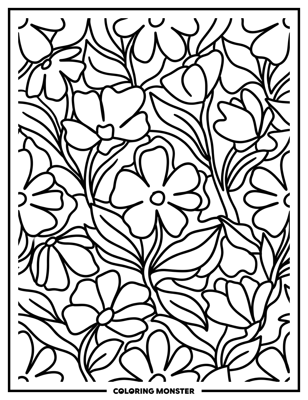 Abstract Floral Pattern Coloring Page
