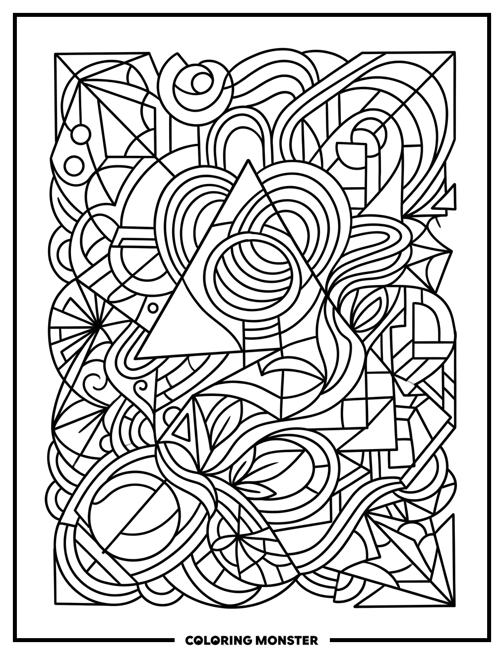 Abstract Geometric Composition Coloring Page
