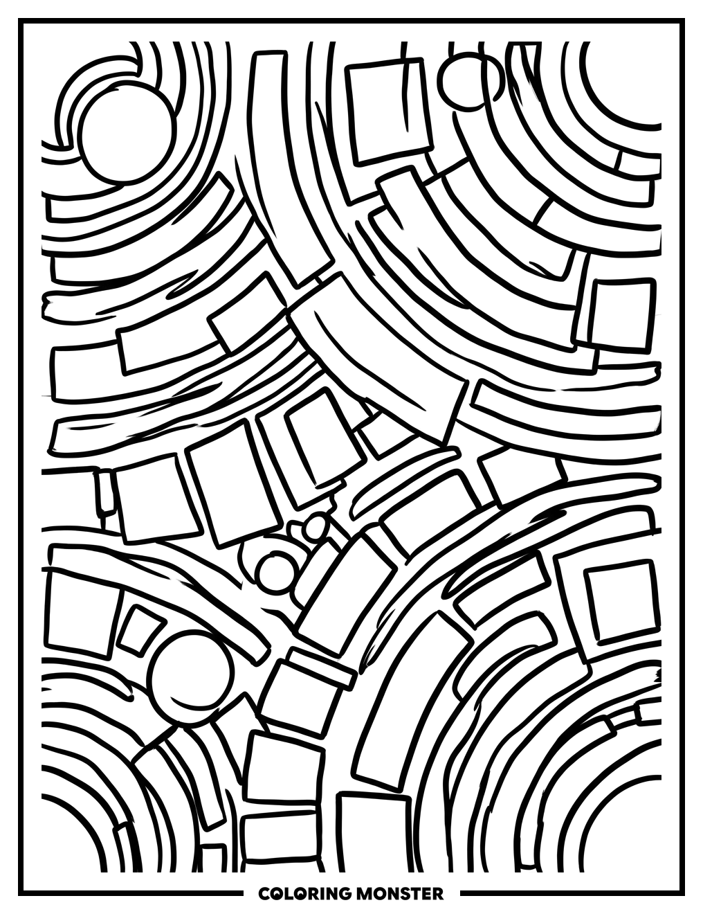 Abstract Geometric Shapes Coloring Page
