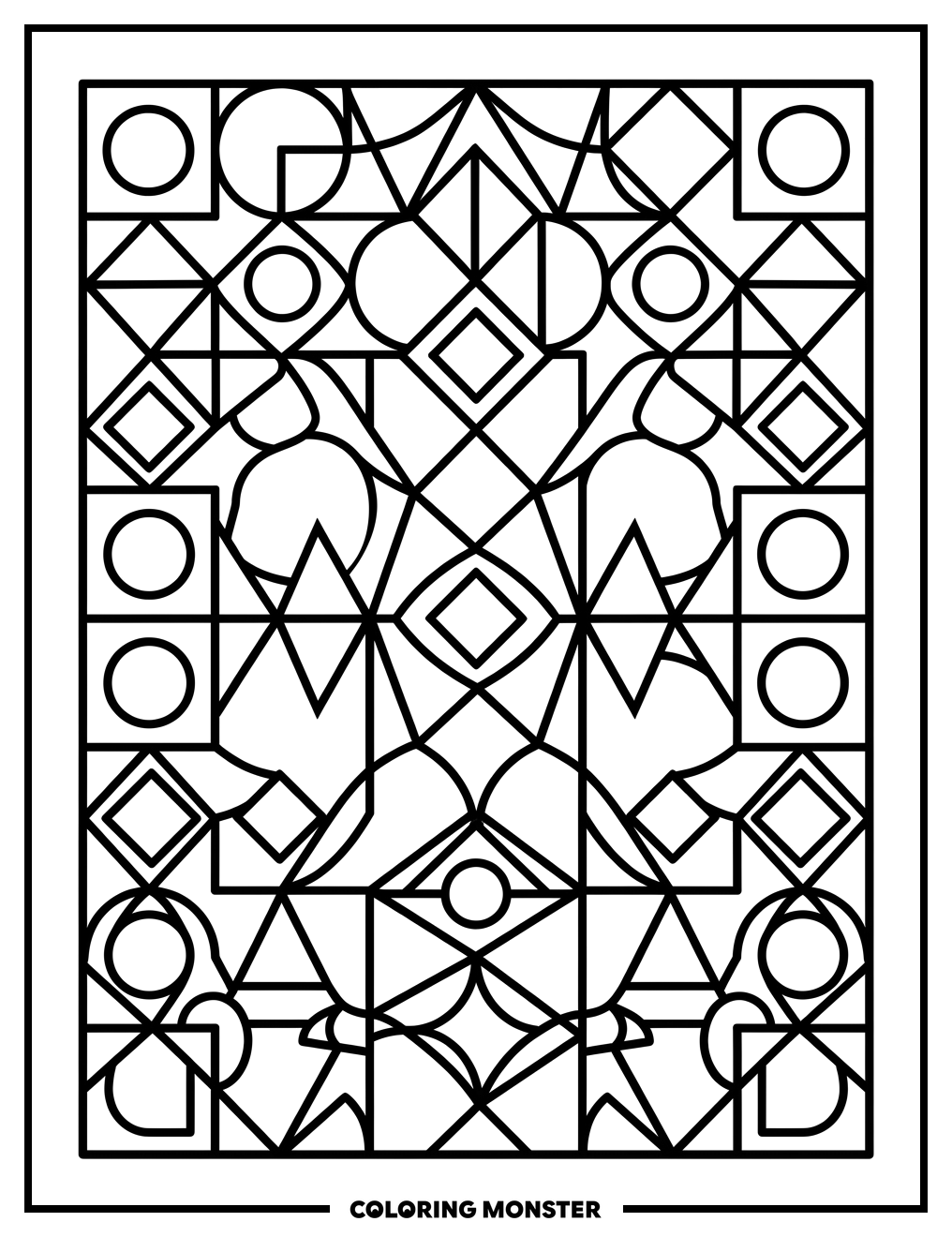 Abstract Geometric Tessellation Coloring Page