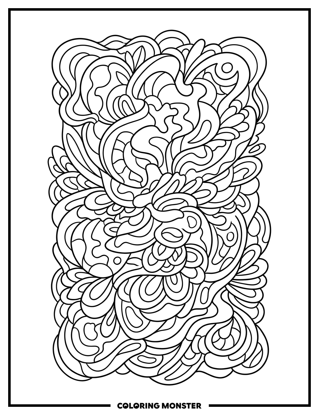 Abstract Organic Shapes Coloring Page
