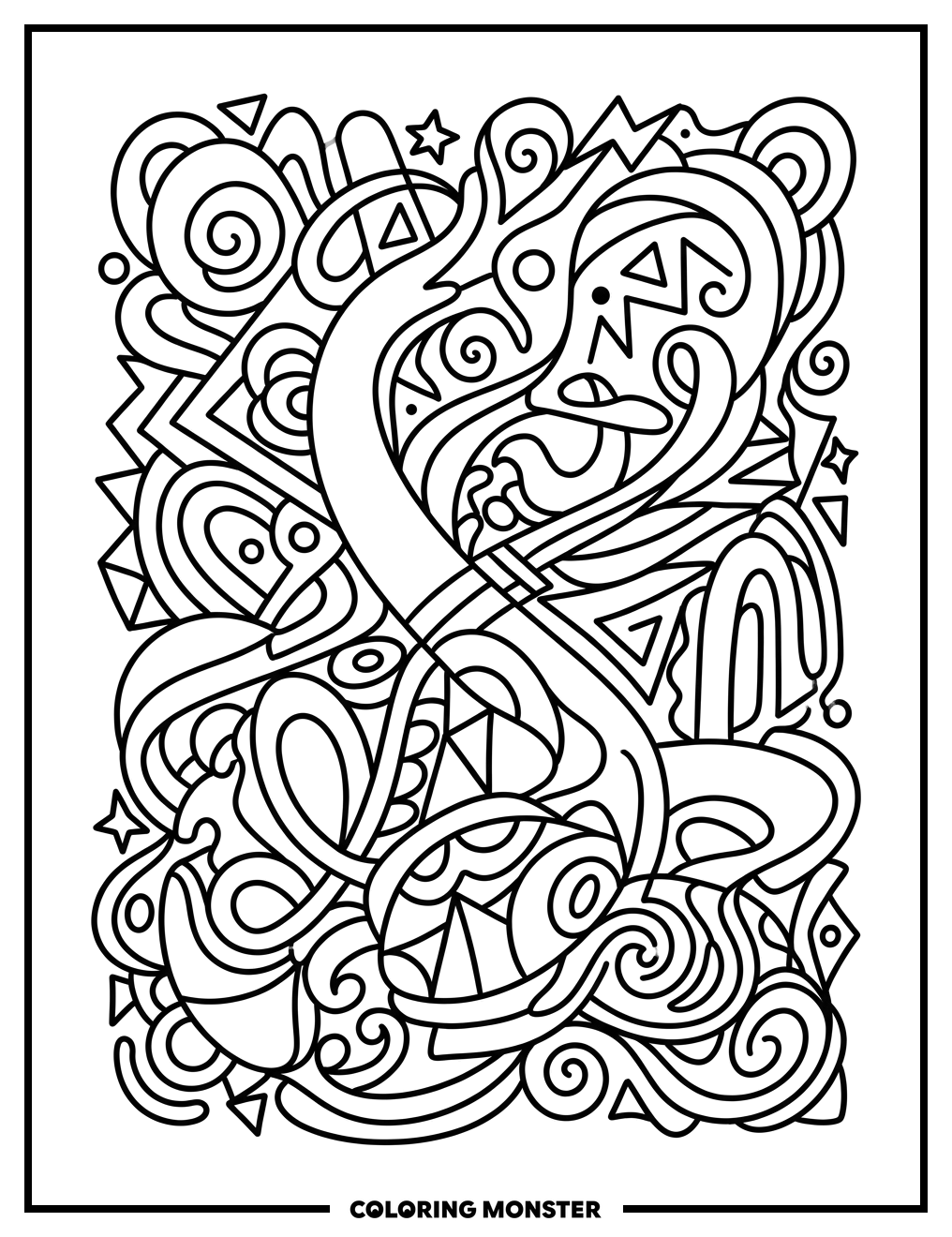 Abstract Shapes and Lines Coloring Page