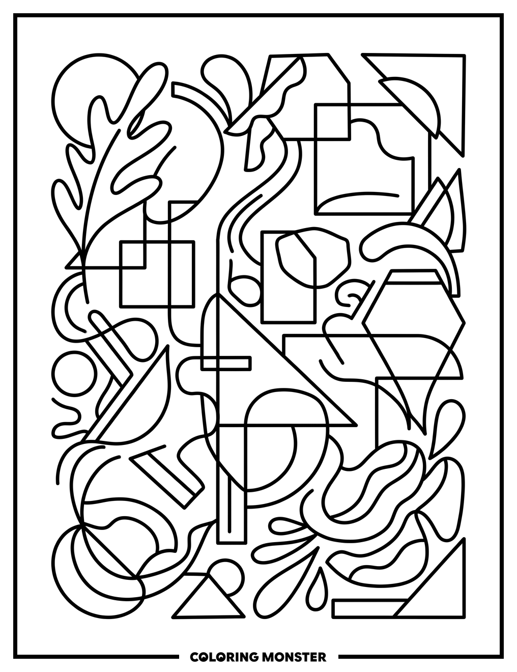 Abstract Shapes Art Coloring Page