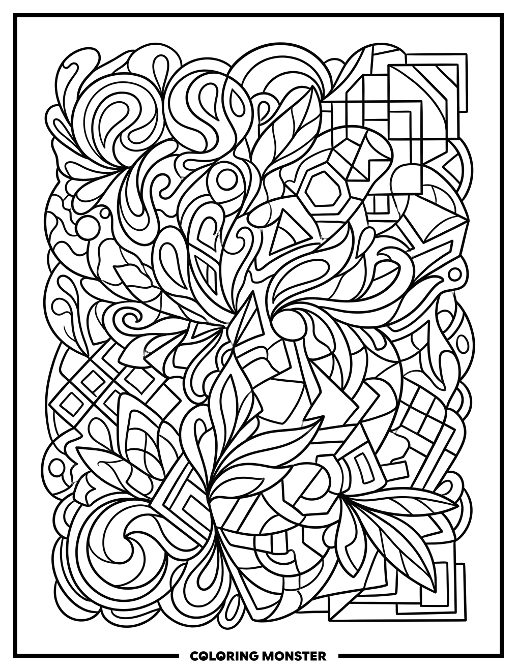 Abstract Shapes Composition Coloring Page