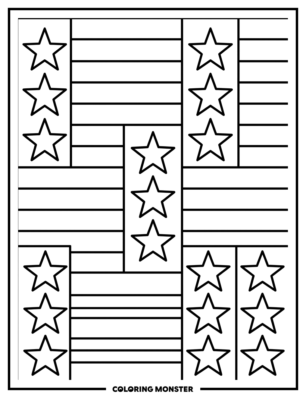 Abstract Stars and Stripes Coloring Page