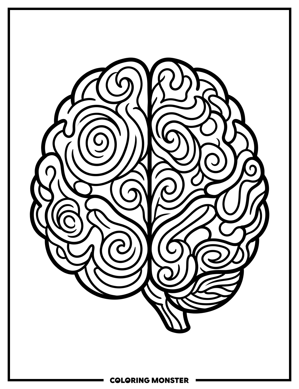 Abstract Swirling Brain Coloring Page