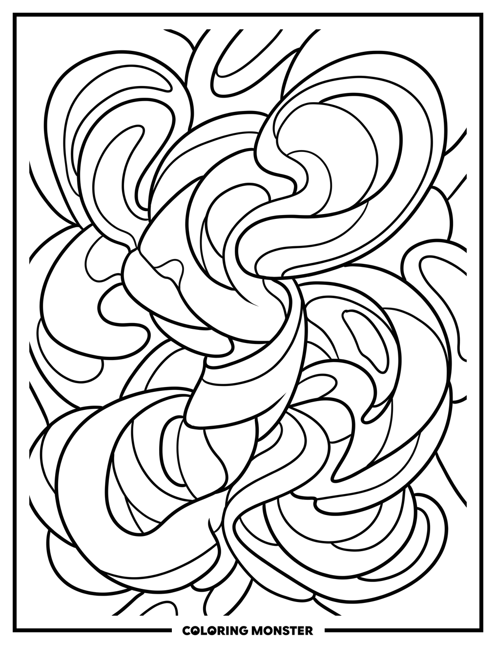 Abstract Swirling Shapes Coloring Page
