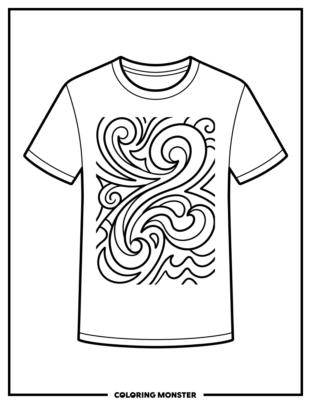 Abstract T-Shirt Design Coloring Page