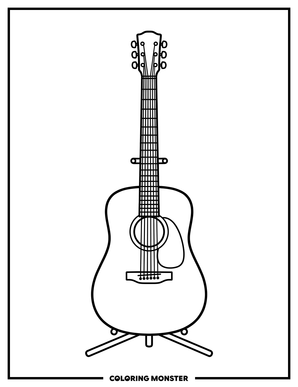 Acoustic Guitar On Stand Coloring Page