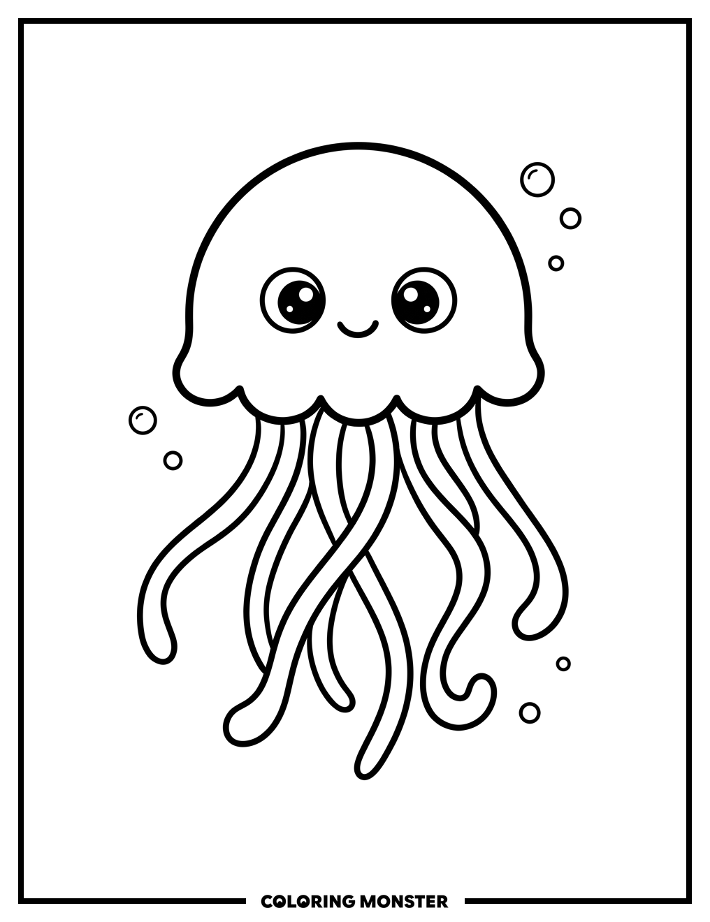 Adorable Jellyfish Floating Coloring Page