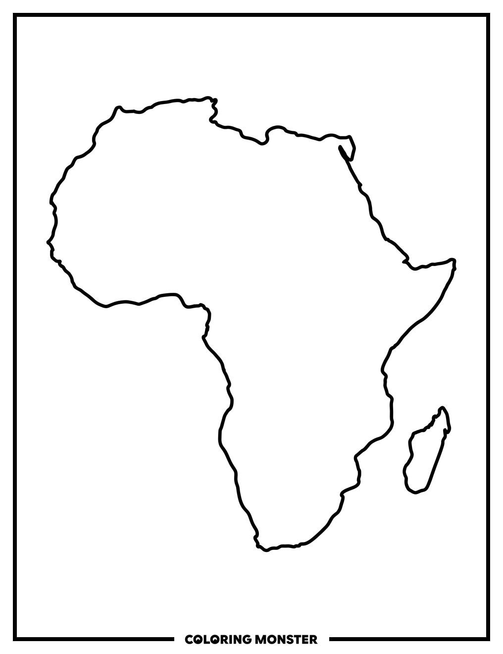 Africa Continent Outline Coloring Page