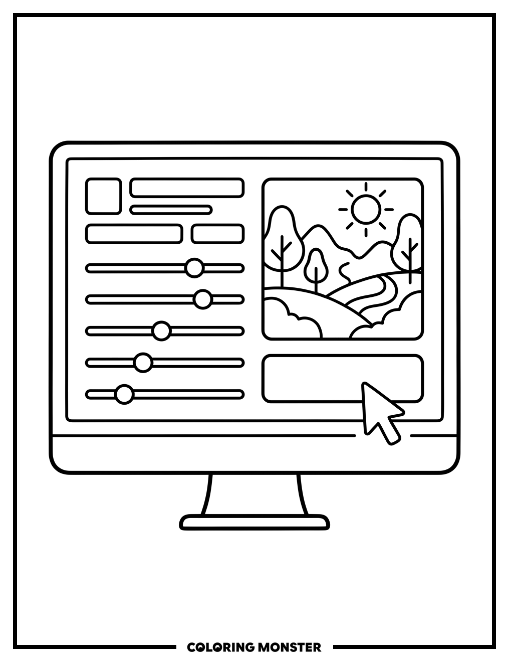 AI Art Generator Interface Coloring Page