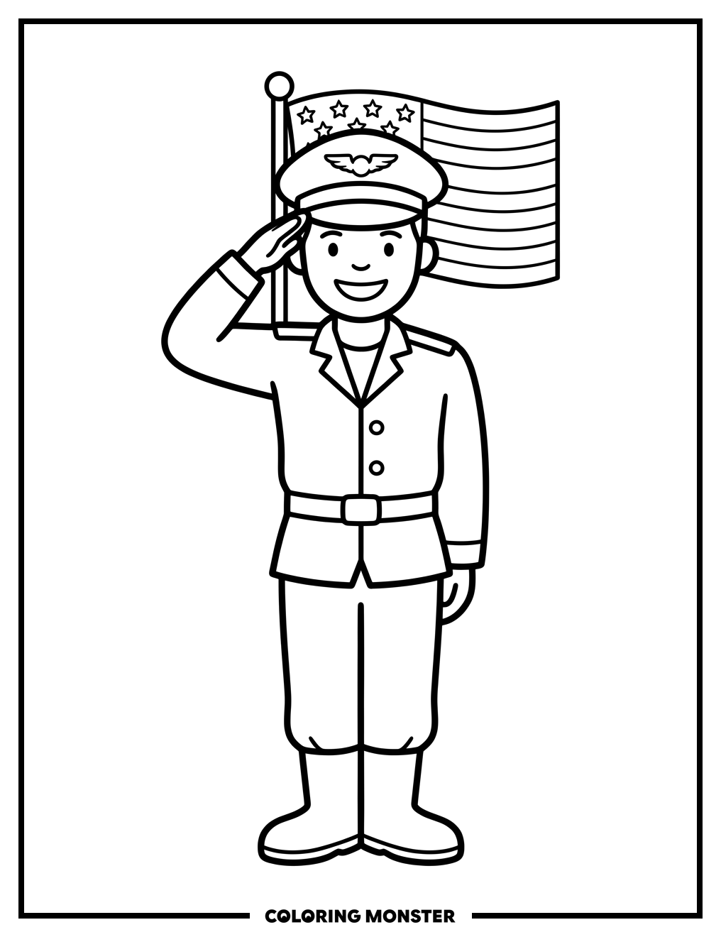 Air Force Pilot Saluting Coloring Page