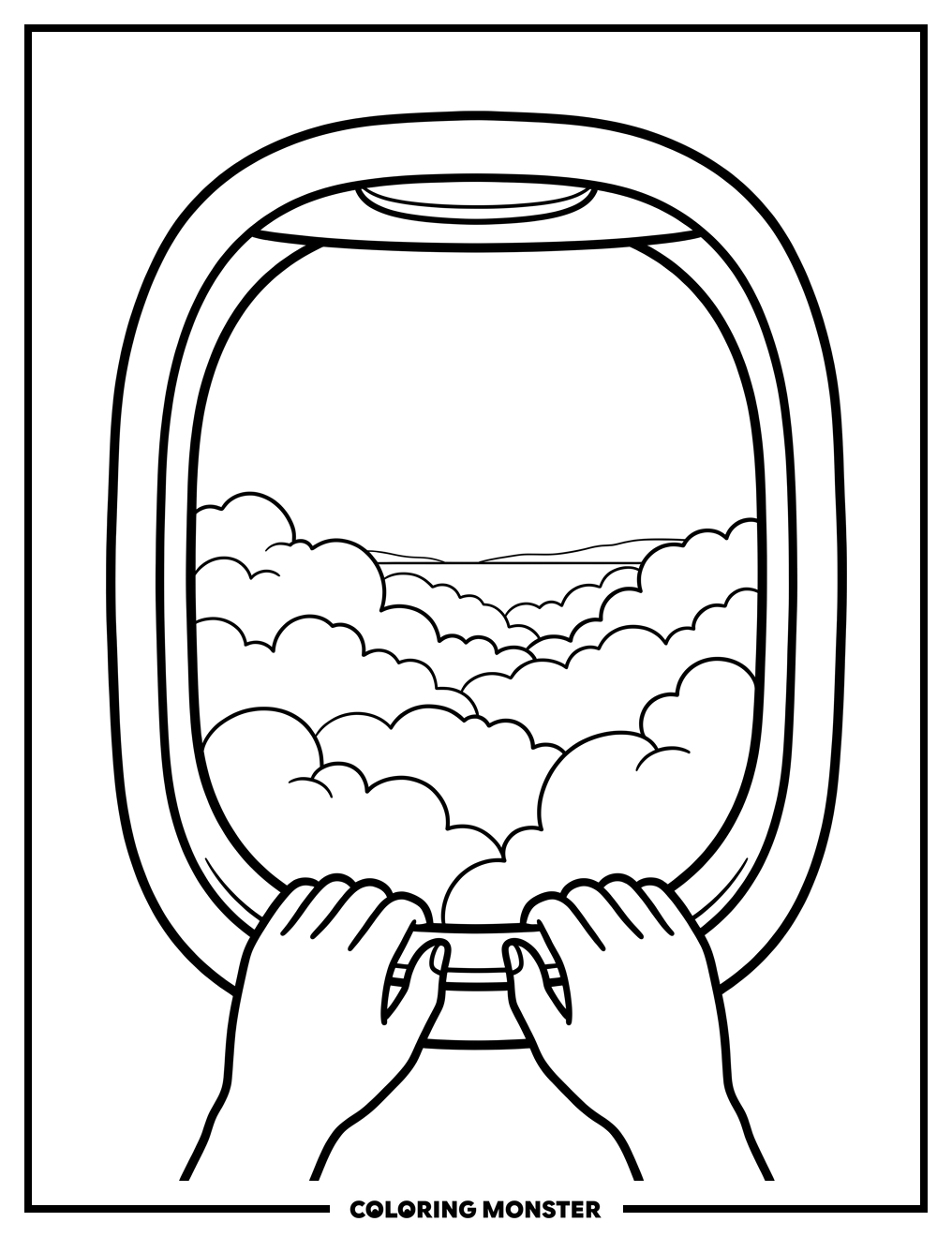 Airplane Window View Coloring Page