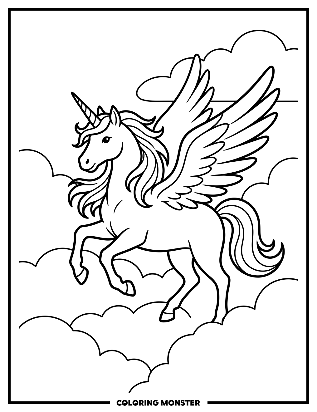 Alacorn Among the Clouds Coloring Page