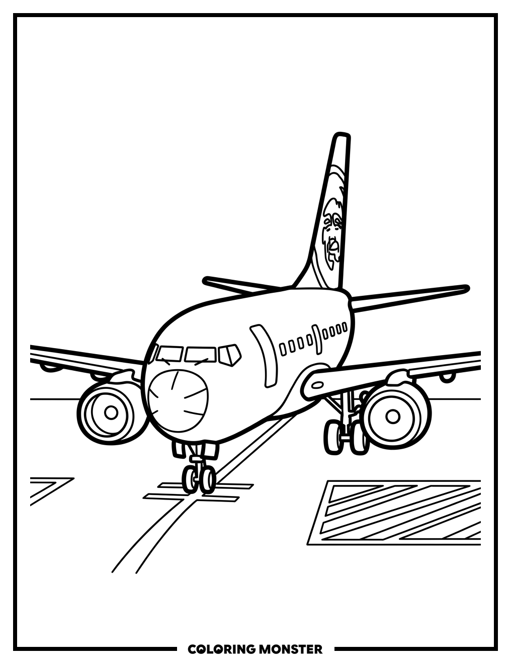 Alaska Airlines Plane on Tarmac Coloring Page