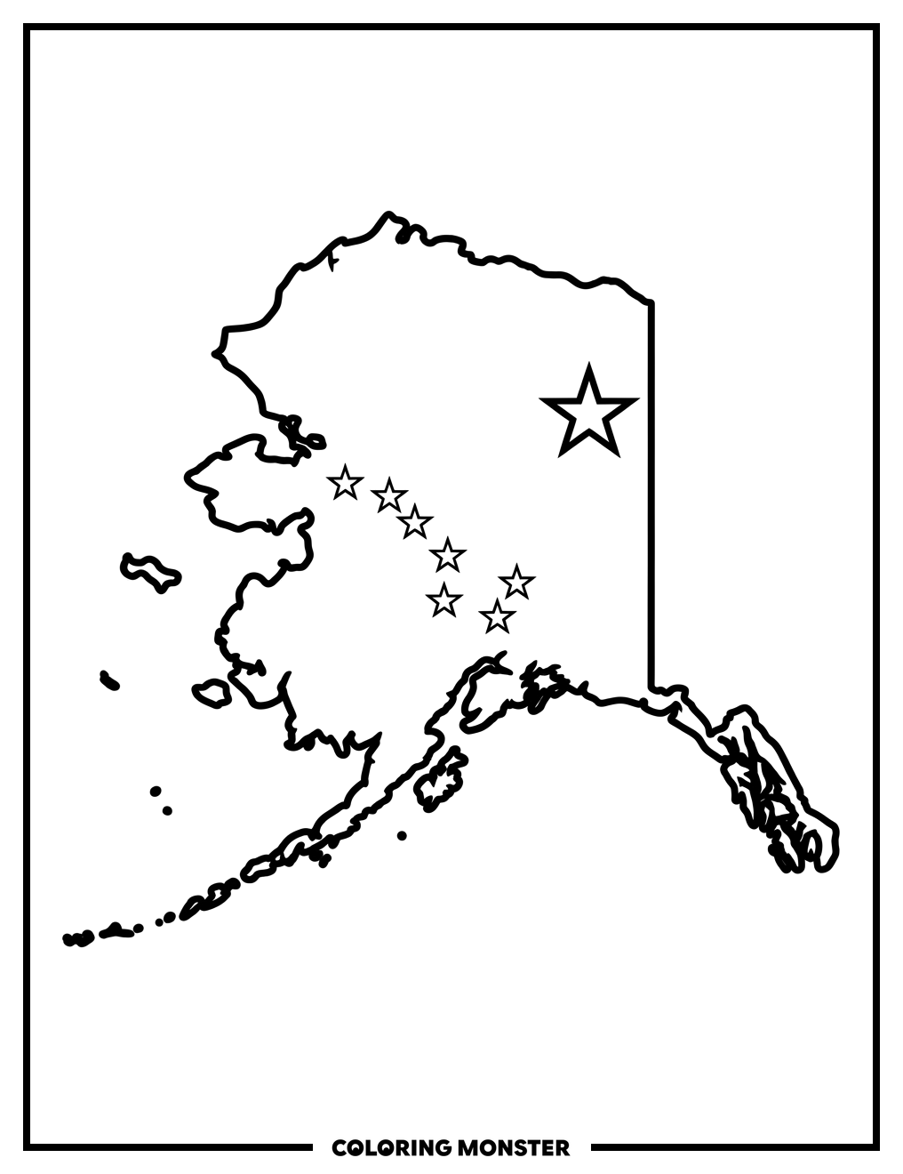 Alaska State Flag In Outline Coloring Page