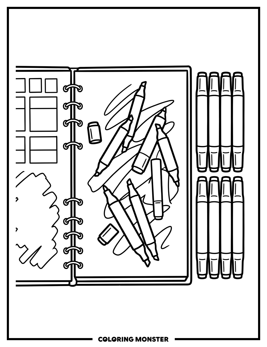 Alcohol Markers and Sketchbook Coloring Page