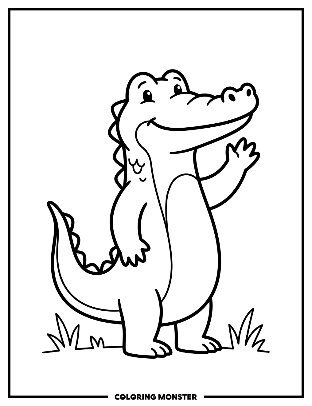 Alligator Waving Goodbye Coloring Page