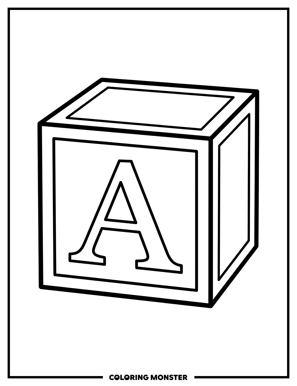 Alphabet Block Letter A Coloring Page