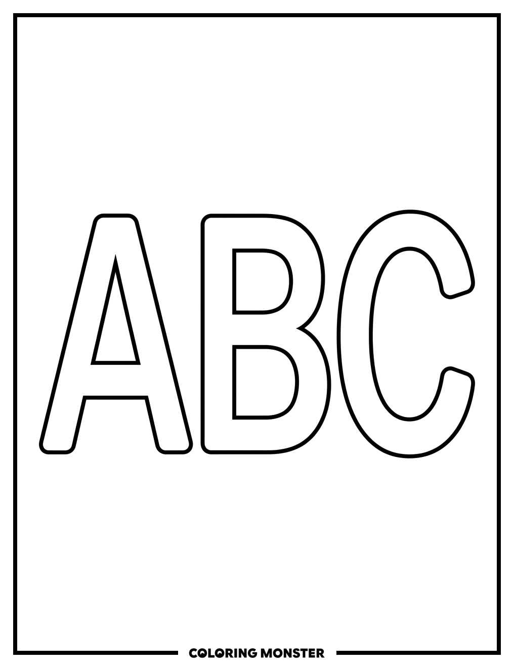Alphabet Letters A, B, C Coloring Page