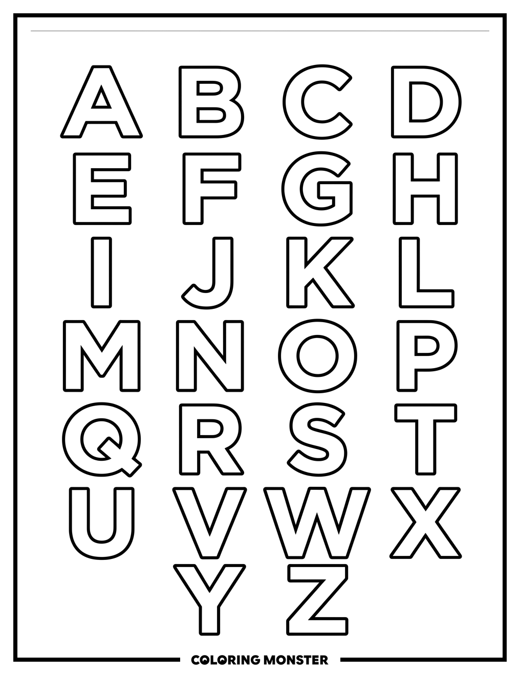 Alphabet Letters Ready to Color Coloring Page
