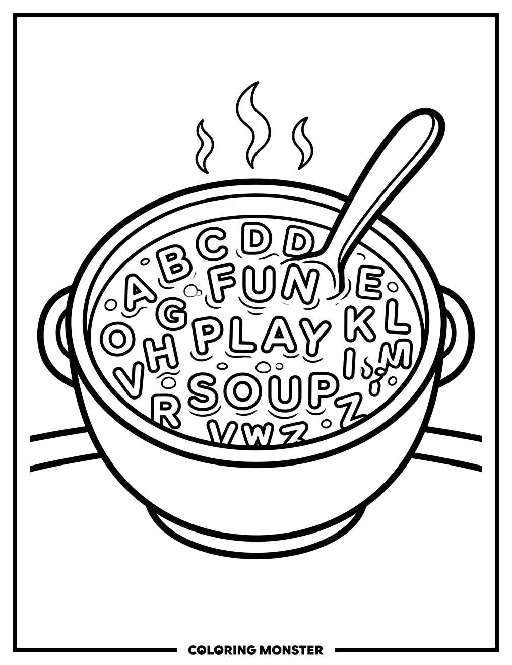 Alphabet Soup Bowl Coloring Page