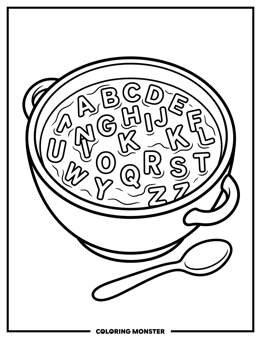 Alphabet Soup Bowl Coloring Page