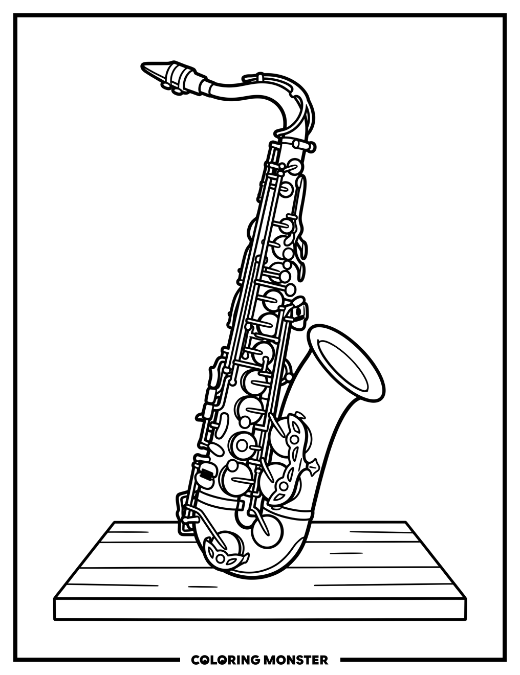 Alto Saxophone on Stage Coloring Page