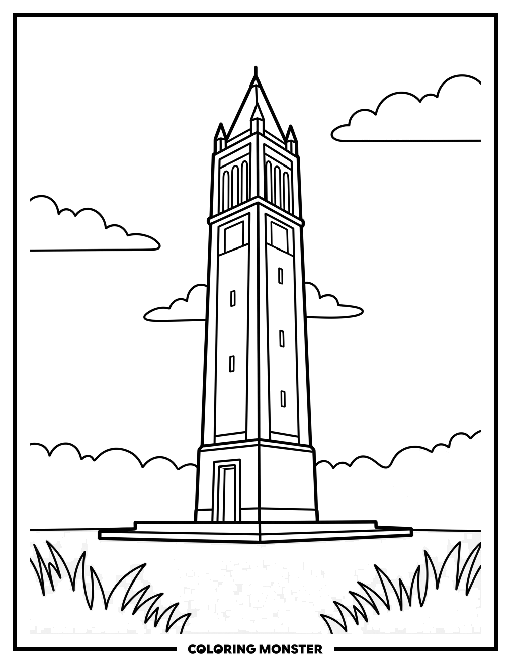 Alton B. Parker Campanile Tower Coloring Page