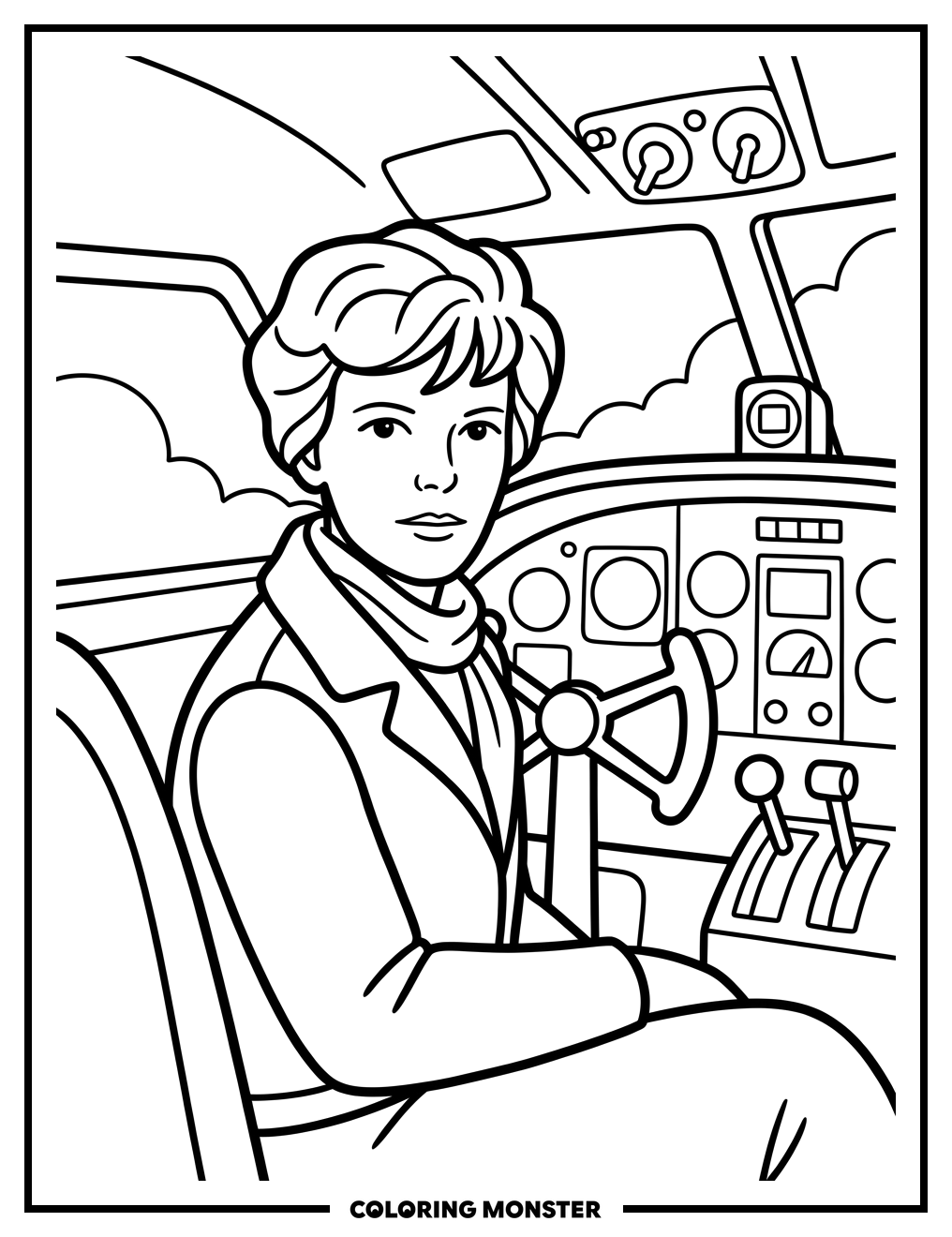 Amelia Earhart in Her Lockheed Electra Coloring Page