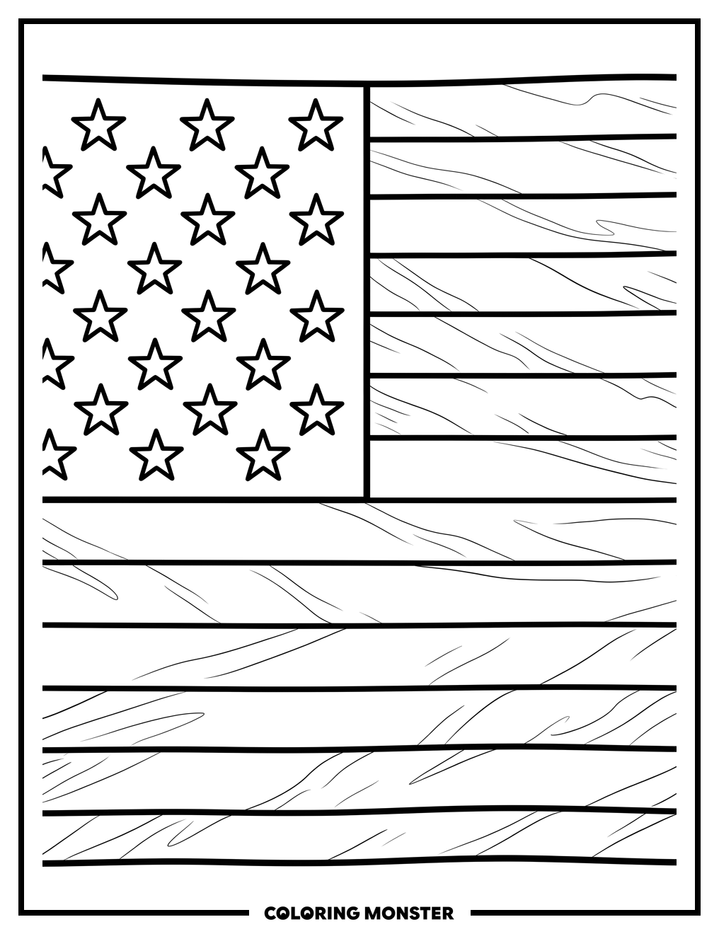American Flag Close-Up Coloring Page