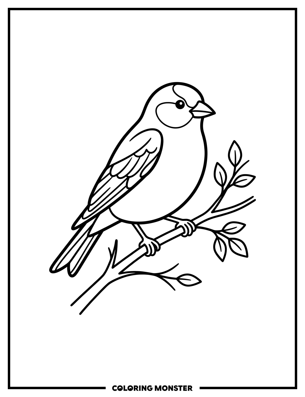 American Goldfinch on Branch Coloring Page